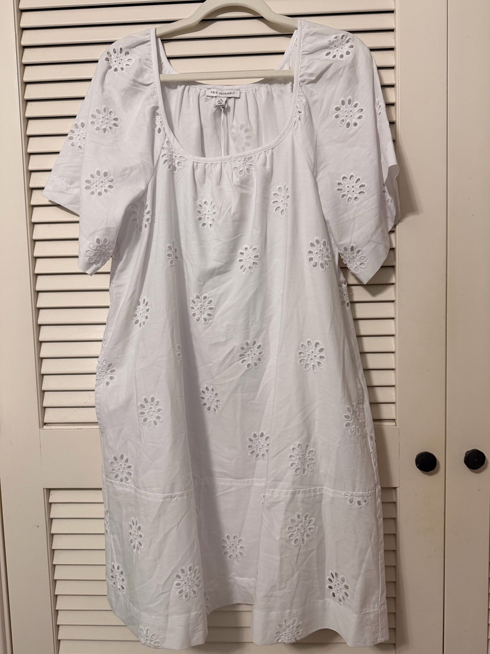 Free Assembly White Eyelet Cotton Top
